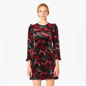 SANDRO PARIS Floral Crushed Velvet Dress